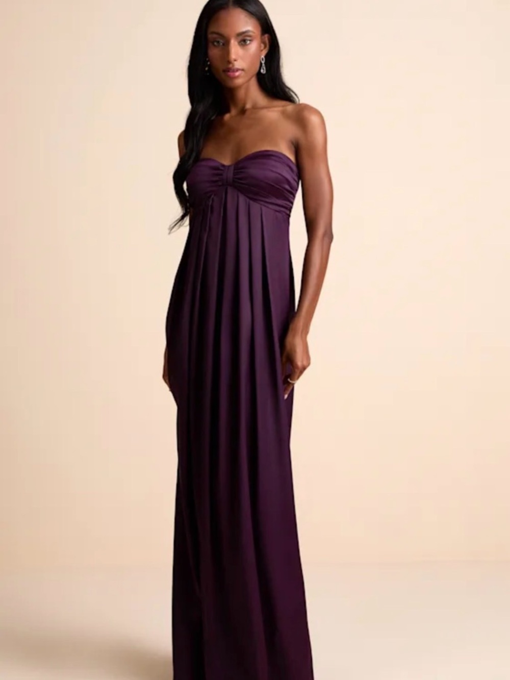 Strapless Plum Maxi Dress - Elegant Evening Gown
Small
New with tags!!
Lulus